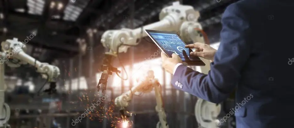 Factory floor with industrial networking