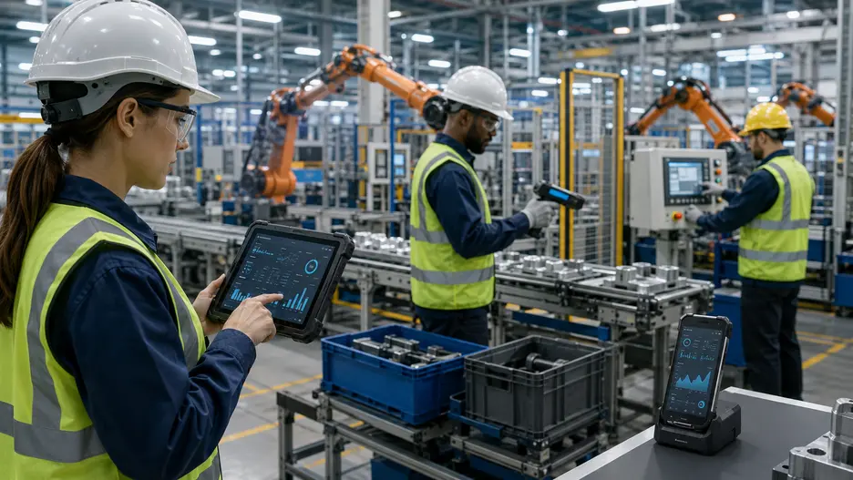 Factory floor with industrial networking